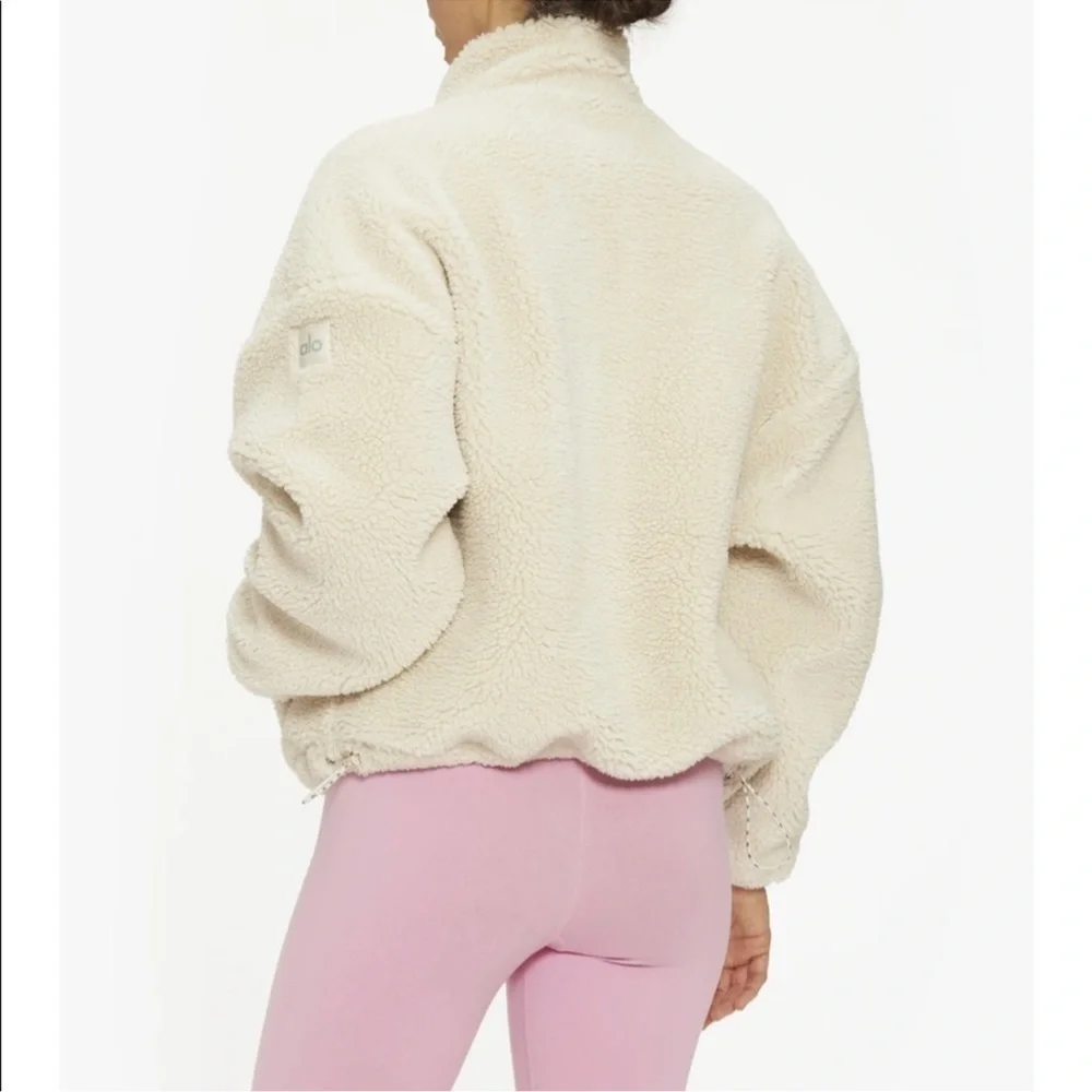Alo Flurry Mock-Neck Fleece Zip-Up Jacket Cream Small